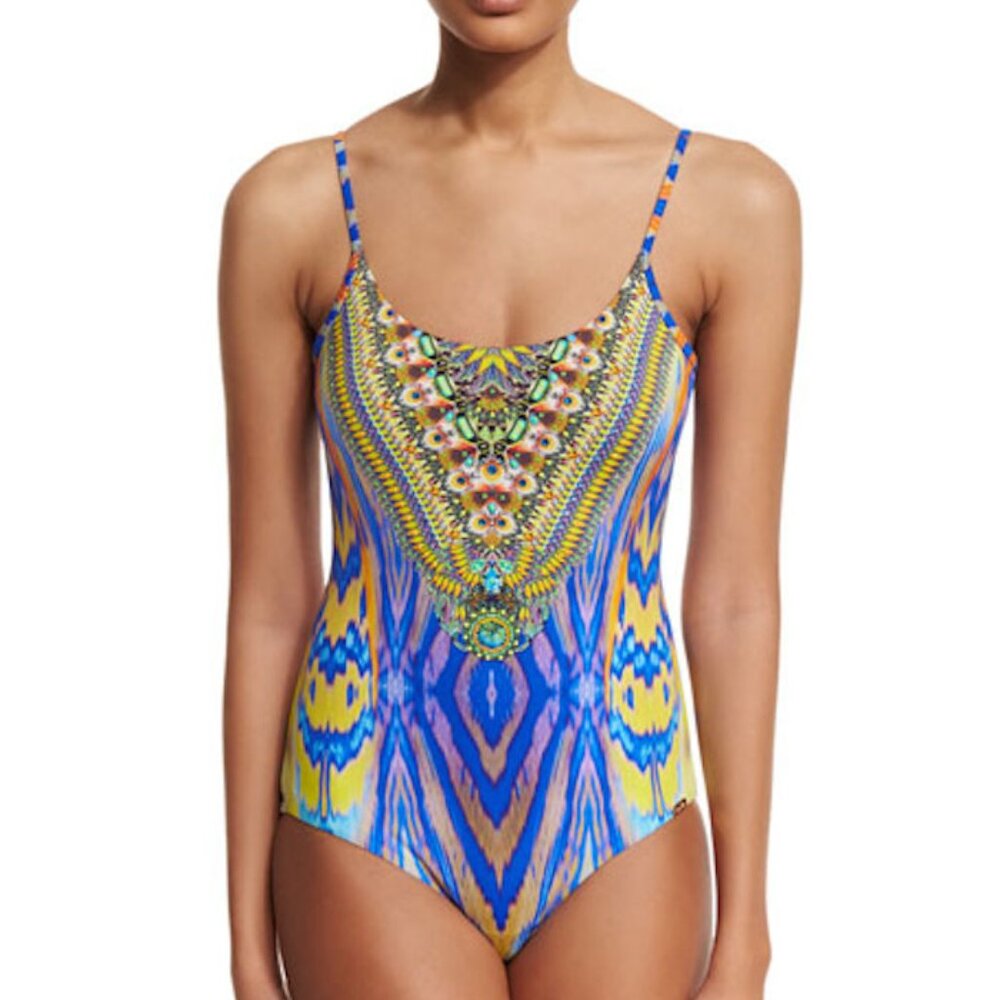 Camilla Blue Meltemi Breeze Embellished One Piece Swimsuit